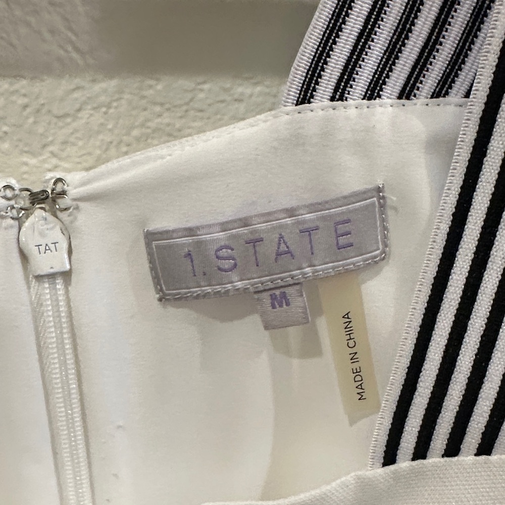 1. State White Camisole with Black Striped Straps - Picture 2 of 4